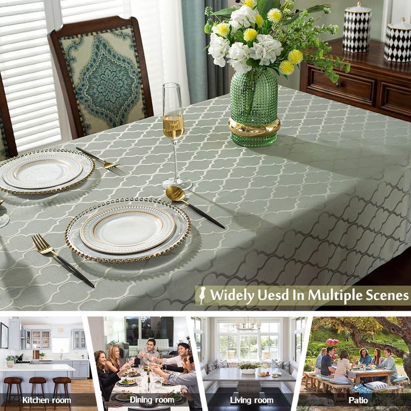 SASTYBALE Jacquard Tablecloth Damask Fabric Table Cloth Water Resistant & Wrinkle Free Spillproof Polyester Table Cover for Kitchen Dining Tabletop (Rectangle/Oblong  52"" x 70"" (4-6 Seats)  Gray) - Image 5